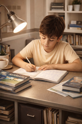 Menino estudando